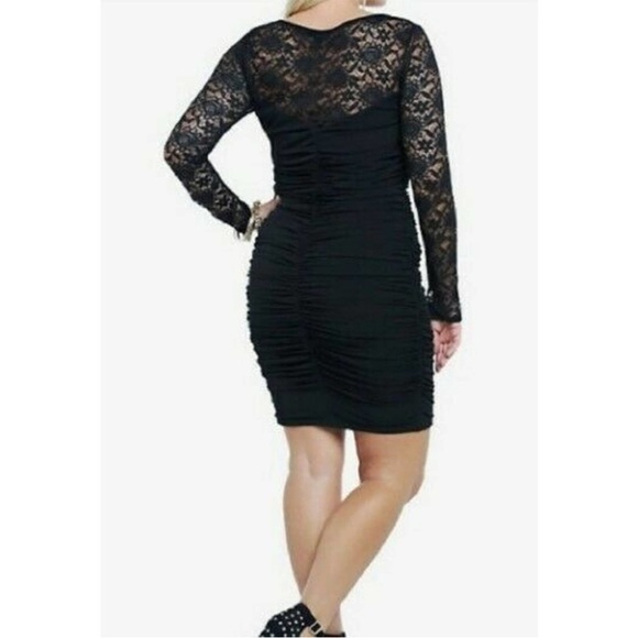 Torrid Black Lace Special Occasion Bodycon Ruched Dress Size 5 (5X) Long… - Picture 2 of 5